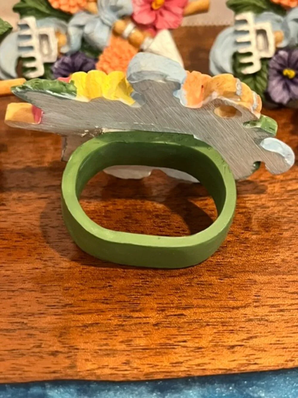 Set of 6 Colorful Flowers Garden Tools Napkin Rings
